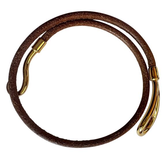 Hermès Jumbo Leather Hook Double Wrap Bangle Bracelet Choker - Picture 10 of 12